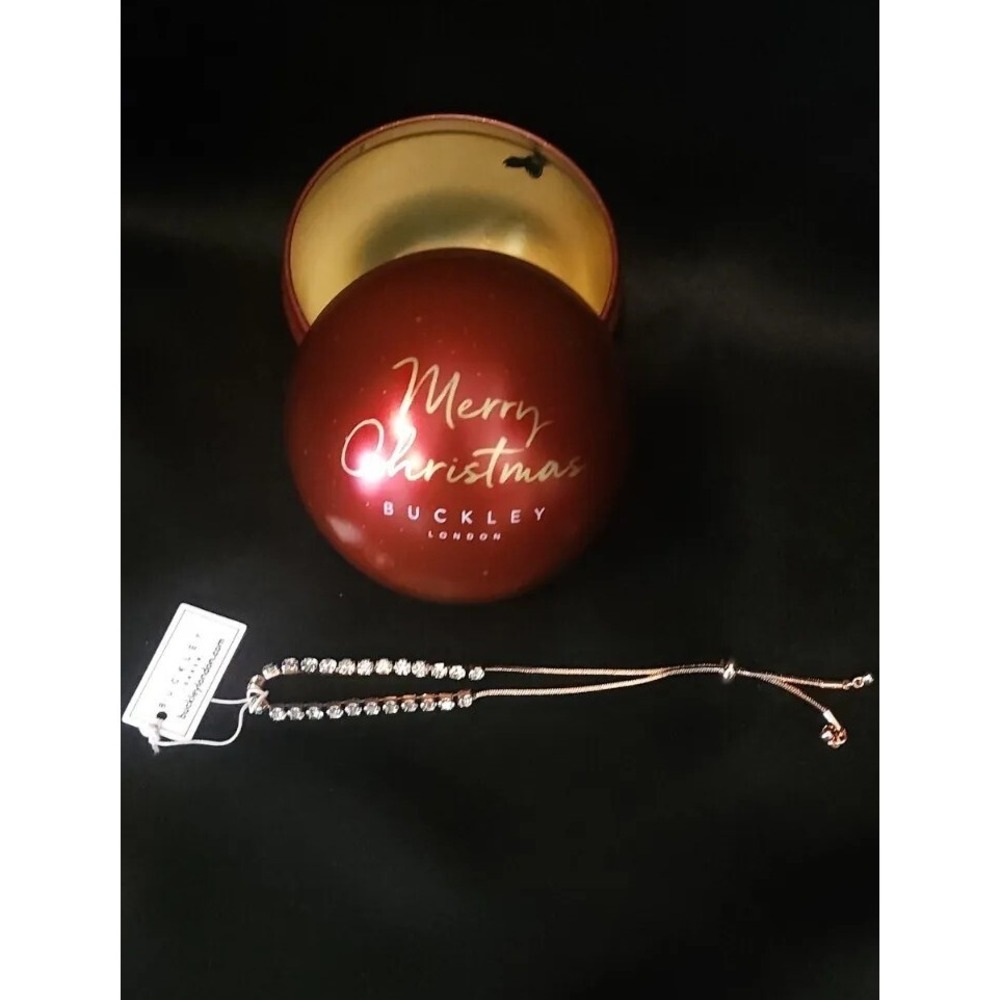 Buckley London Merry Christmas Ornament Rose Gold Tone‎ Bracelet 20 Crystals NWT